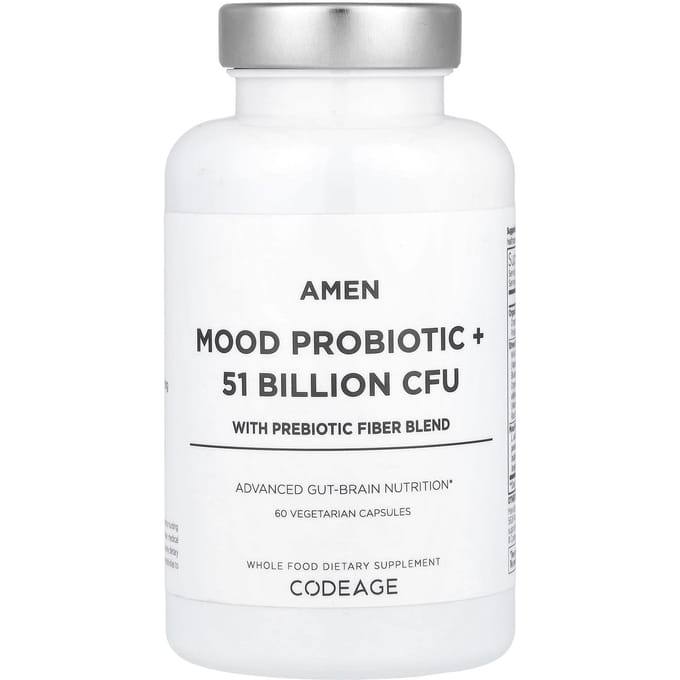 Codeage, Mood Probiotic+, Bevat Prebiotische Vezelmix, 60 Veggie Capsules