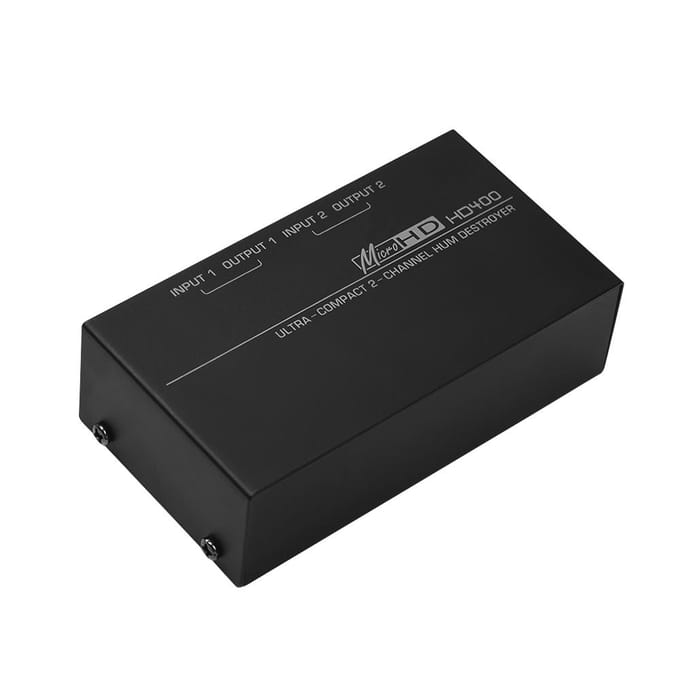 Ultracompacte Hum Destroyer 2-kanaals Hum Eliminator-ruisfilter met 1/4 zwart