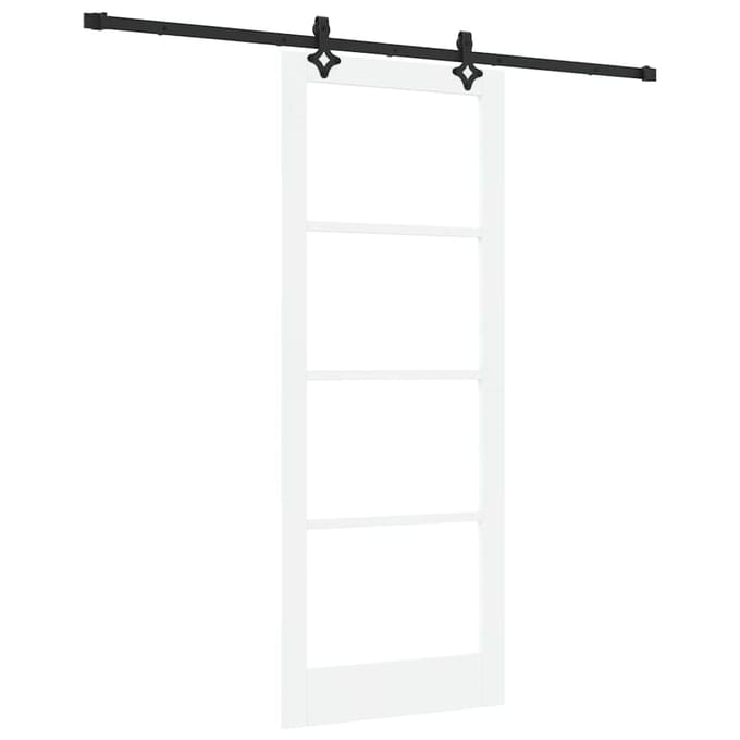 vidaXL - Schuifdeur - Wit - 83 - x - 211 - cm - Massief - grenenhout - en - glas
