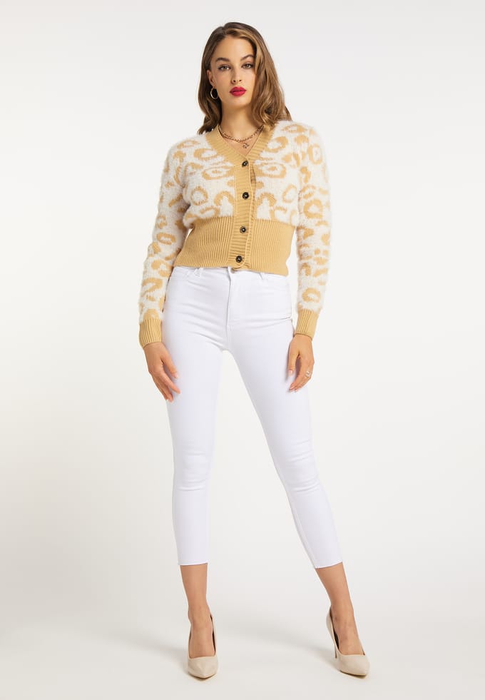 Faina Vest Dames Wol Wit Licht Camel