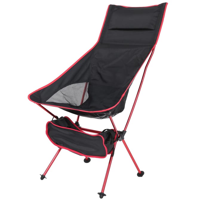 Chaise de Camping Alliage d'Aluminium Maille Nylon Tabouret Pliant Léger pour Pêche en Extérieur black