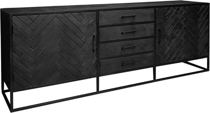 Mangohouten Dressoir Sienna 210 cm Mahom Industrieel - Dressoir van Mangohout & Metaal - Industriële Dressoir