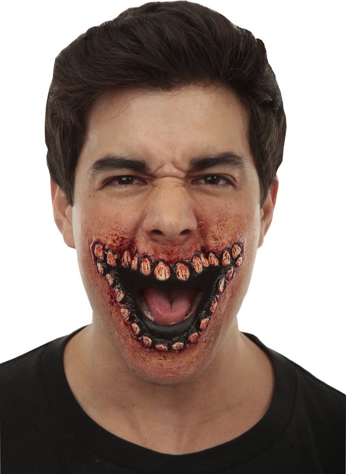 Partychimp Applicatieset Evil Grin Latex Rood/wit/zwart