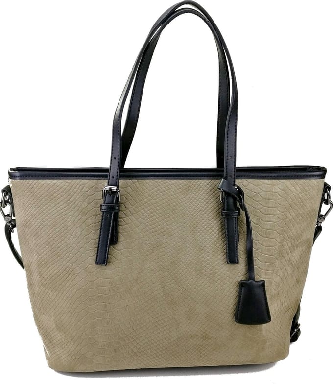 DUDLIN Omhang Hand & Schoudertas Taupe Groen Shopper Tas