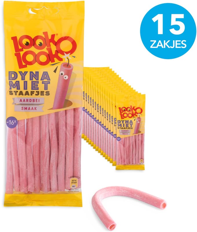 Look O Look Dynamietstaafjes Aardbei - Snoep - 15x110gr