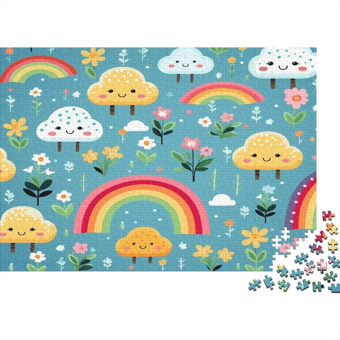 Regenboog Puzzel - 1000 Stukjes Puzzel - Ontspanning Thuis - Gerecycled Karton - 75x50cm - Stijl 19