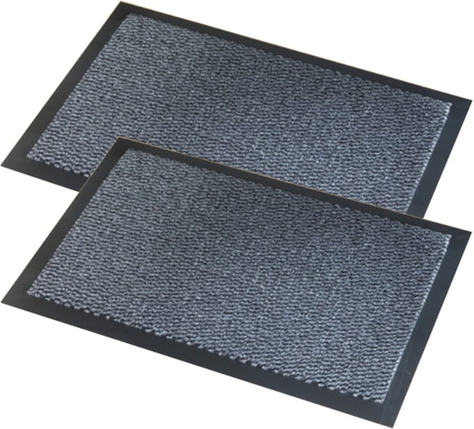 Wicotex Deurmat Faro - 2x stuks - zwart/grijs - 60 x 80 cm - schoonloopmat - Inloopmat