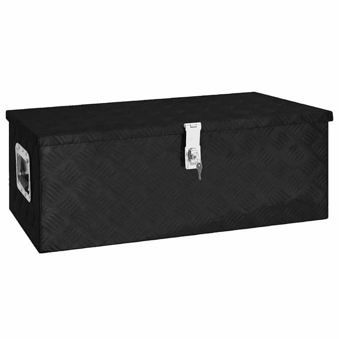 vidaXL - Opbergbox - 80x39x30 - cm - aluminium - zwart