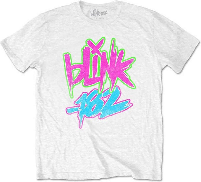 Blink-182 - Neon Logo Kinder T-shirt - Kids tm 12 jaar - Wit