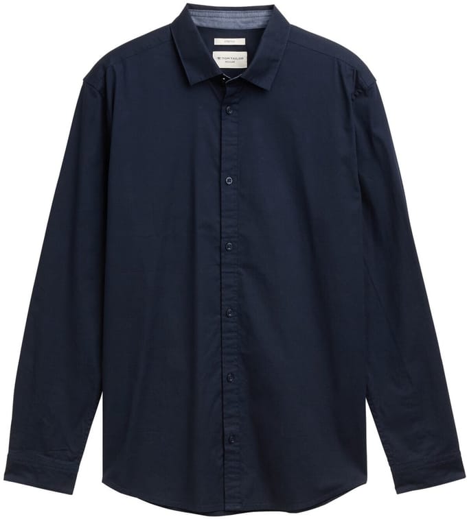 Tom Tailor - Regular fit overhemd met stretch - Maat S - sky captain blue