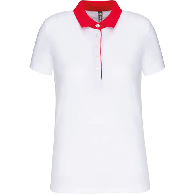 Kariban Tweekleurige damespolo jersey K261 - White / Red - XL