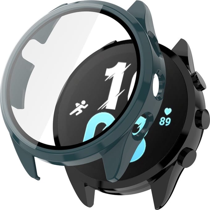 Watch case screenprotector - hoesje - gehard glas - geschikt voor Garmin Forerunner 165 - groen