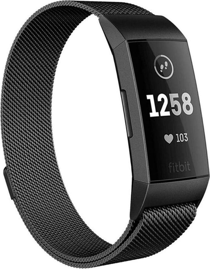 Shop4 - Geschikt voor Fitbit Charge 4 Bandje - Small Metaal Zwart