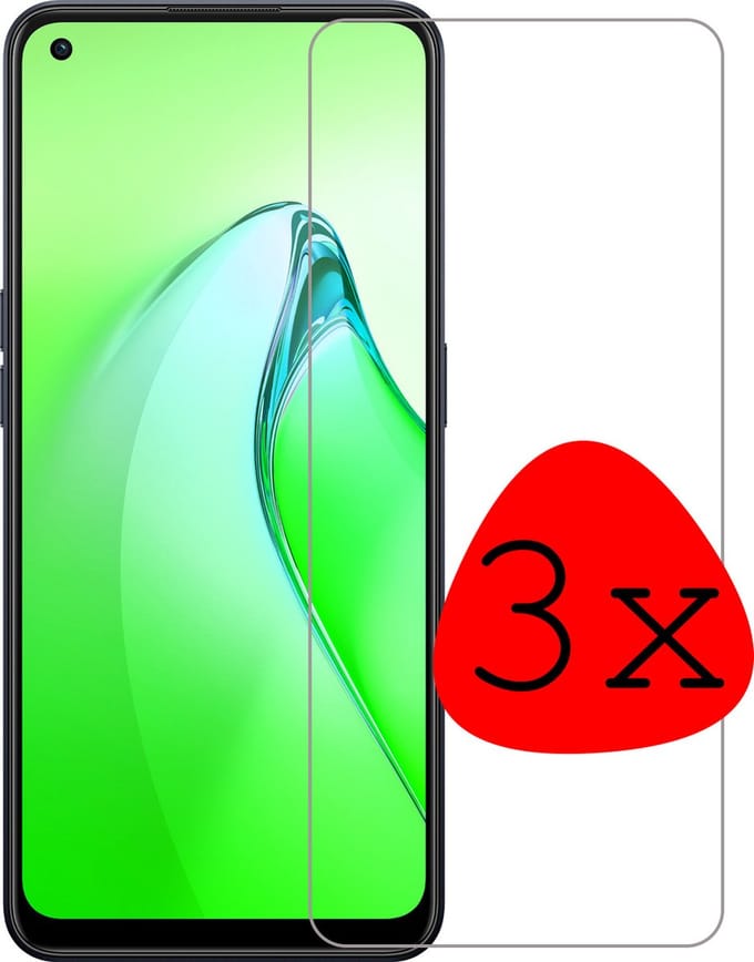 Screenprotector - 3 Stuks Geschikt voor OPPO Reno 8 - Extra Sterk - Beschermglas - Gehard Glas - Tempered Glass - Screen Protector