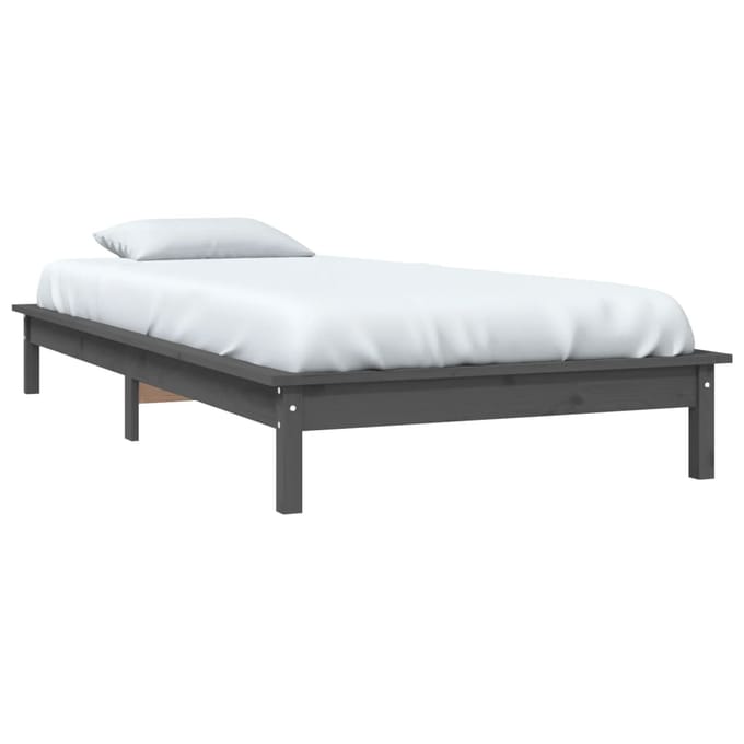 vidaXL - Bedframe - massief - grenenhout - grijs - 90x190 - cm