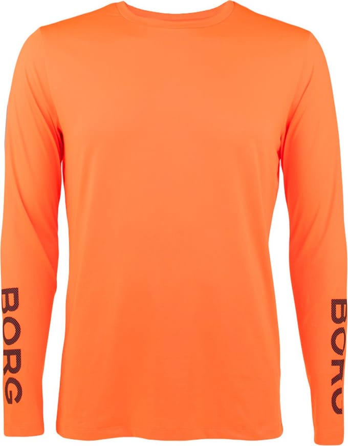 Björn Borg heren performance O-hals longsleeve shirt logo neon oranje