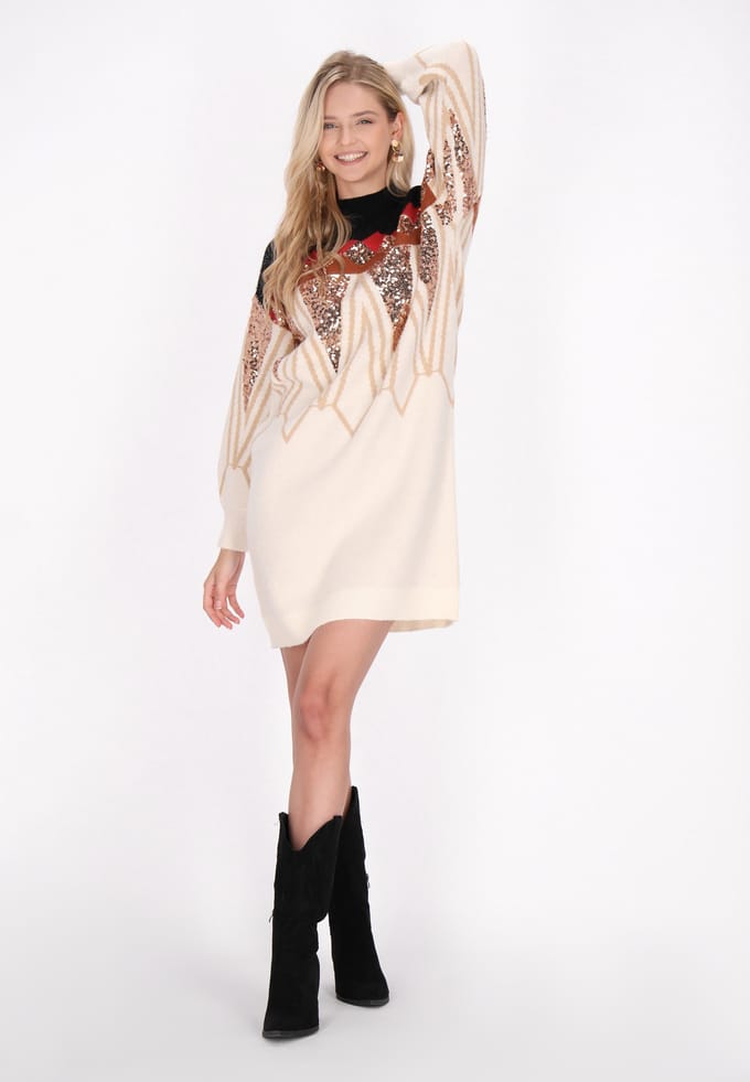 IZIA Jurk Dames Rood Veelkleurig