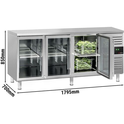 GGM Gastro Kühltisch ECO - 1800x700mm - mit 3 Glastüren Zilver