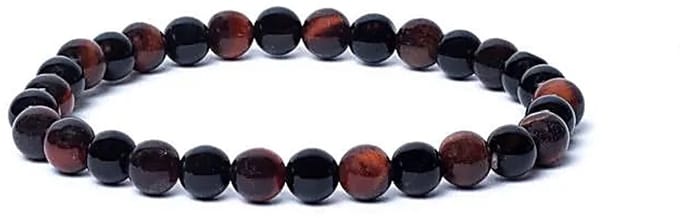 Armband zwarte onyx/ rode tijgeroog AA kwaliteit elastisch