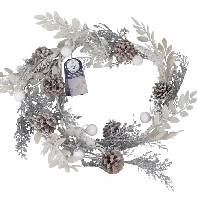 Ginger Ray - Ginger Ray - Silver & White Glitter – Slinger Zilveren en Witte Bladeren