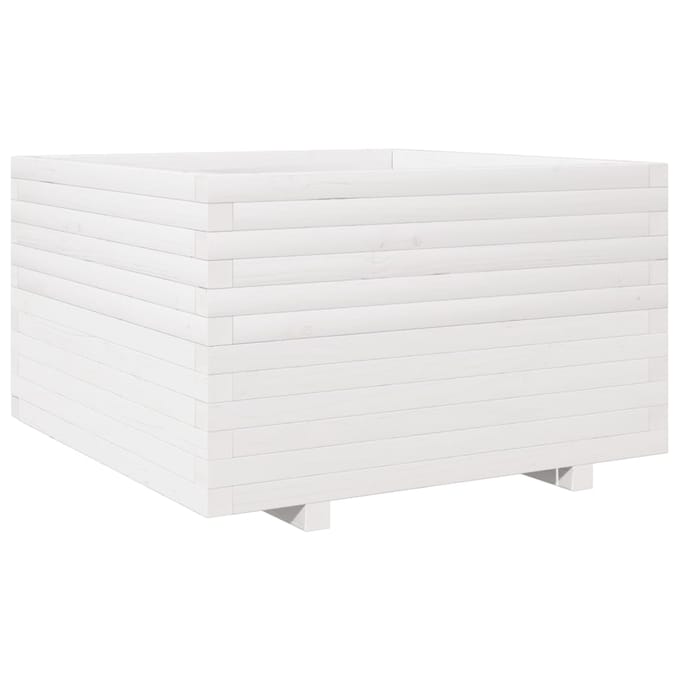 vidaXL - Plantenbak - 80x80x49,5 - cm - massief - grenenhout - wit