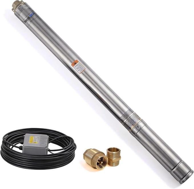 Bronpomp - Dompelpomp Waterpomp - Water Verplaatsen - Zandbestendig tot 5% - 6000 L/u 62 Meter - Zilver