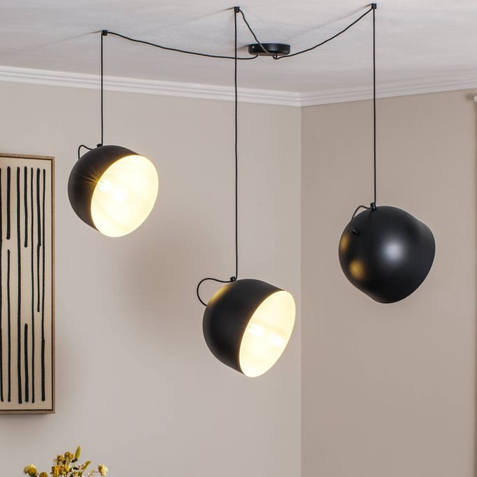ALDEX Hanglamp Pepe, zwart, 3-lamps