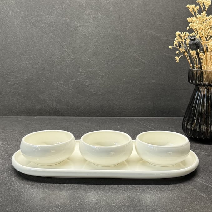 Almina Belicia - Porseleinen - Set van 3 stuks - Wit - Snack Schalen Set