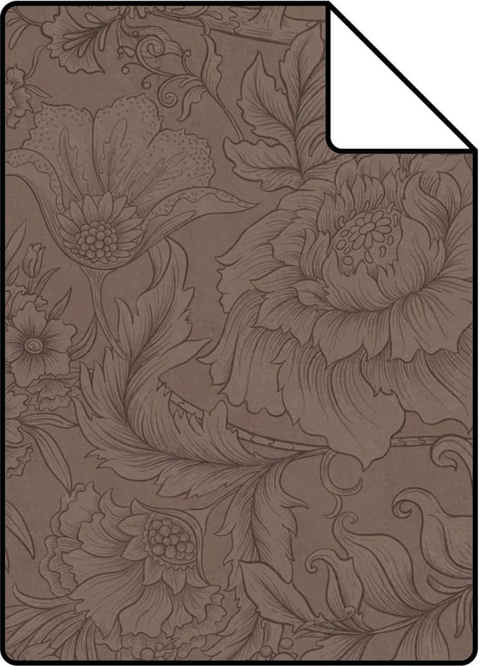 Proefstaal ESTAhome behang bloemmotief bruin - 26.5 x 21 cm - 131853-S