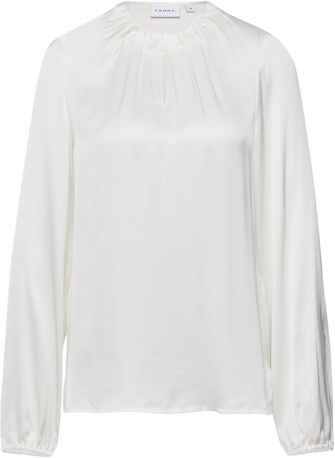 Blouse met lange mouwen in satijnkatoen met gerimpeldeDetails dames COMMA