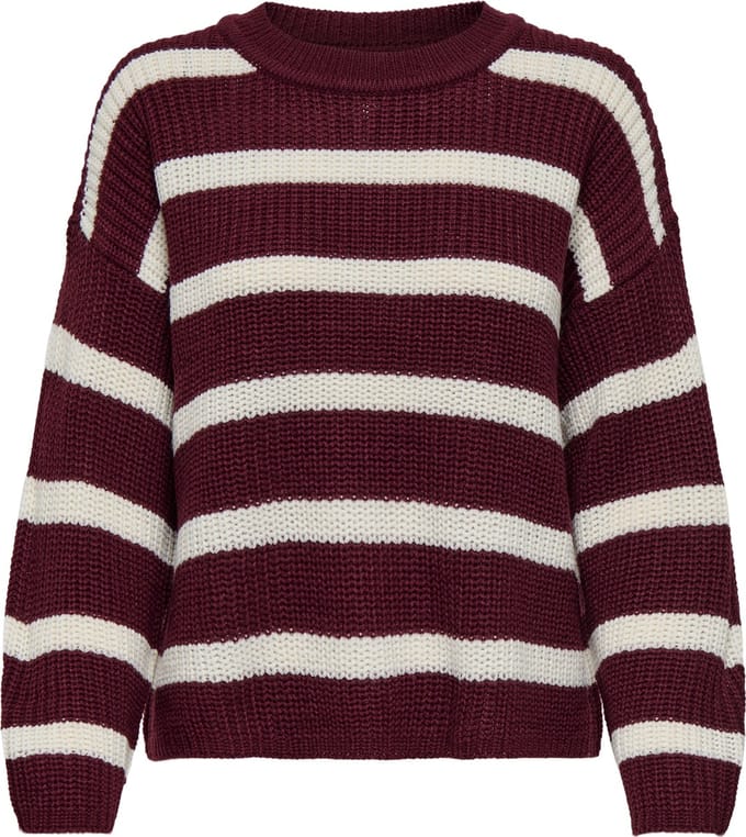 Jacqueline de Yong Trui Jdyjusty L/s Stripe Pullover Knt No 15264902 Cabernet/eggnog Dames Maat - XL