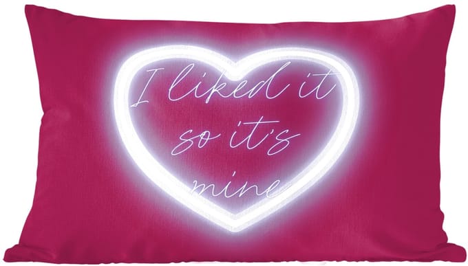 Sierkussens - Kussentjes Woonkamer - 60x40 cm - I liked it so it's mine - Neon hart - Roze