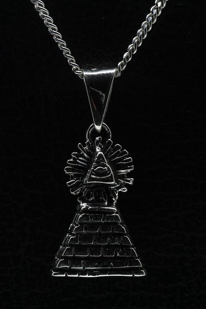 Zilveren Inca tempel ketting hanger
