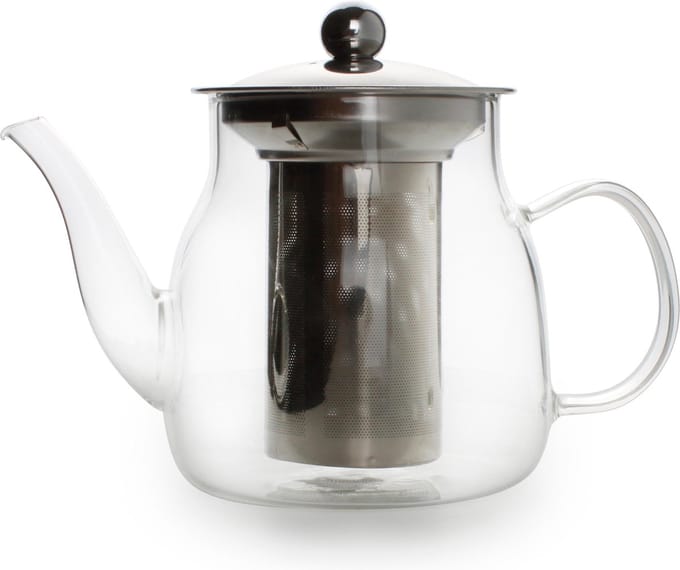 Theepot 0.635l glas met filter en deksel rvs