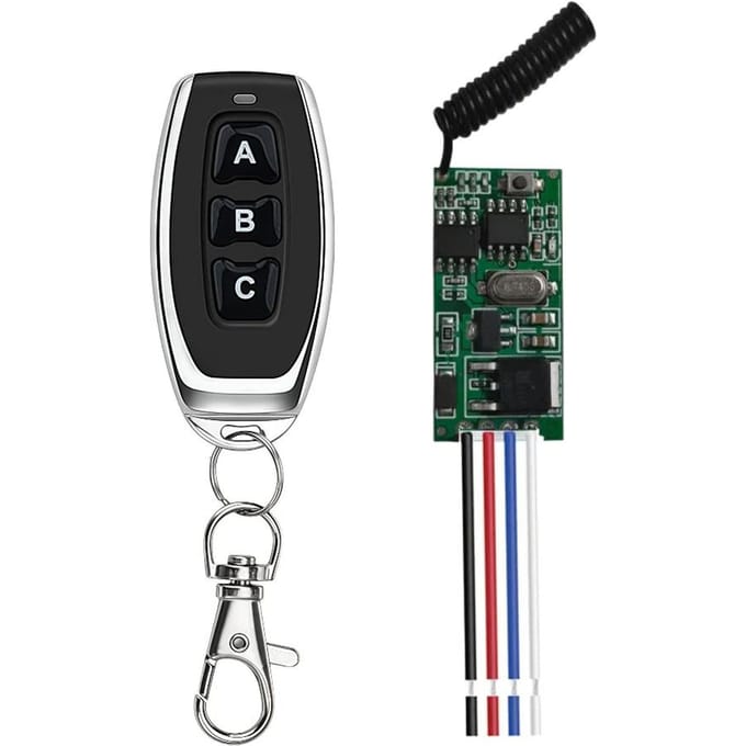 433 MHz 1-kanaals RF-relaisontvanger DC 3,6V-12V draadloze afstandsbediening micro-ontvanger mini-module controller schakelaar voeding zender black