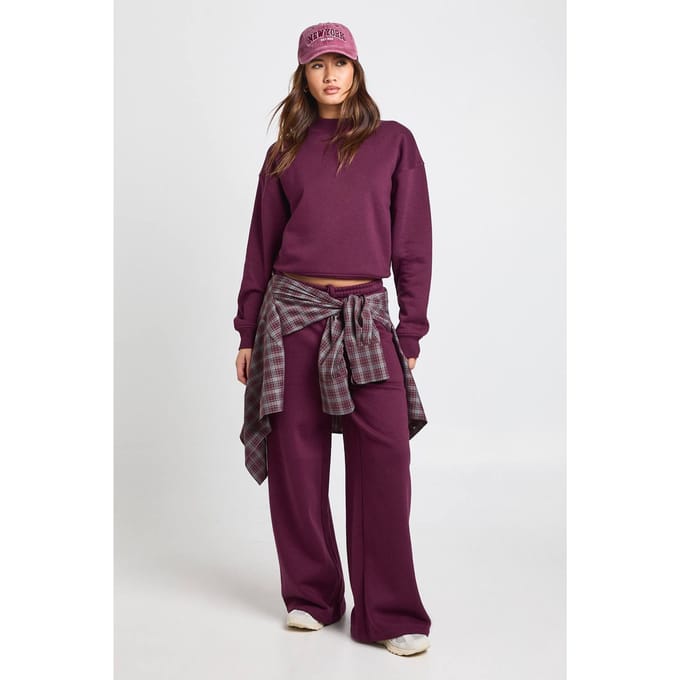 boohoo Dames Verlengde Hals Sweatshirt Trainingspak | Plum | Maat: Small