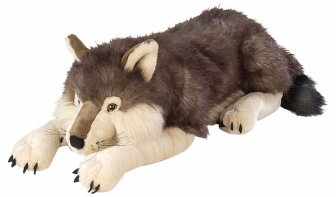 Wild Republic Knuffel wolf - pluche - grijs - 76 cm - knuffeldier