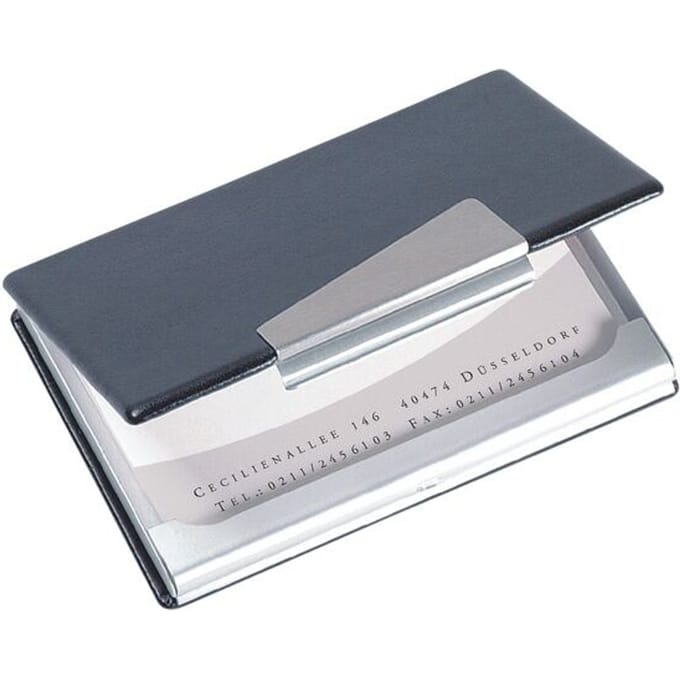 Visitenkartenhalter Sigel VZ131 für 20 Karten 90x58mm Aluminium mit schwarzem Leder