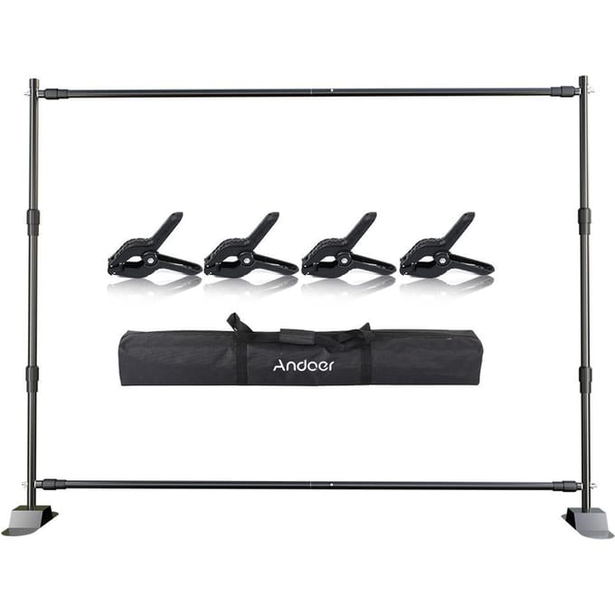 Andoer 2,4 * 3 meter / 7,9 * 10ft studiofotografie achtergrondondersteuningssysteem aluminiumlegering 2.4 x 3 Meters black