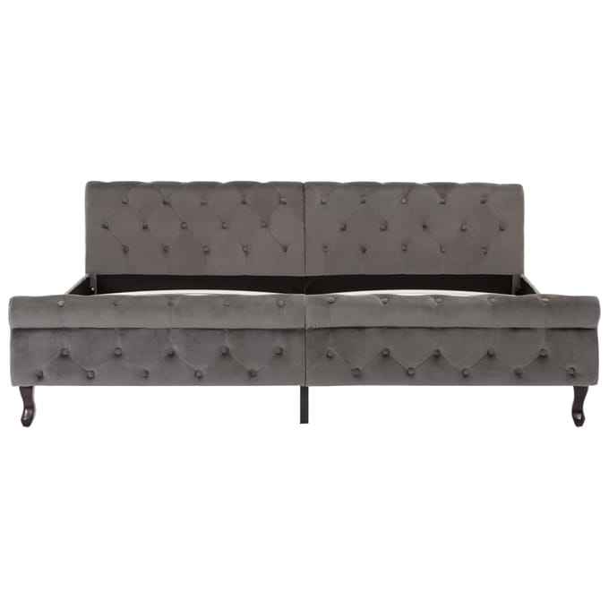 vidaXL - Bedframe - fluweel - grijs - 200x200 - cm