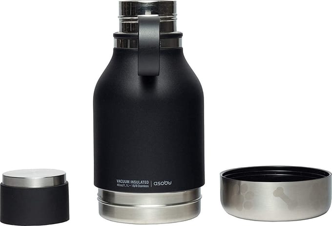 ASOBU Stainless Steel Dog Bowl Bottle Black 975ml
