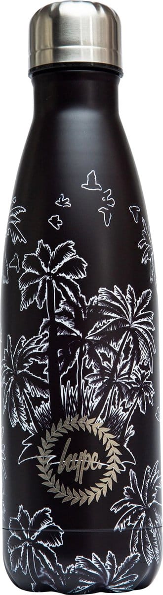 Black Leaves - Drinkfles - RVS drinkfles - waterfles - RVS waterfles