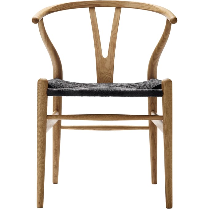 Carl Hansen & Søn - CH24 Y Wishbone stoel eiken - eiken geolied - Vlecht zwart - bruin