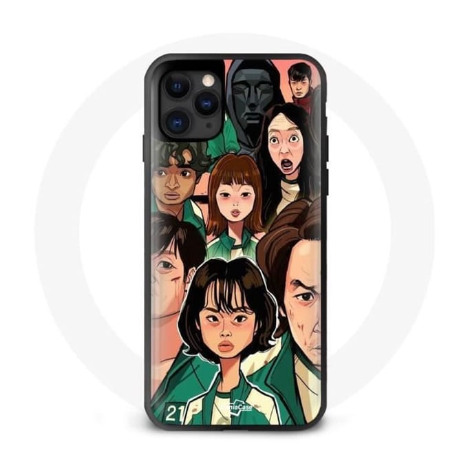 Coque maniacase pour Iphone 13 mini faces Squid Game zwart