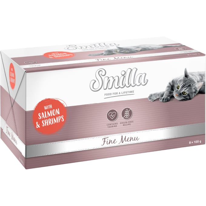 24x100g Zalm & Garnalen Smilla Fine Menu Kattenvoer nat