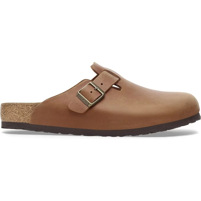 Houten klompen van natuurlijk geolied leer Birkenstock Boston