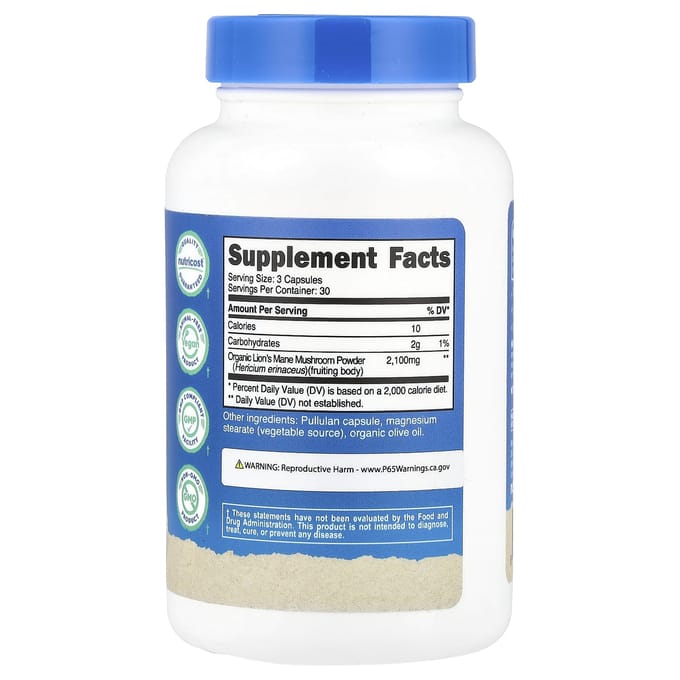 Nutricost, Helicopteric manenpaddenstoel, 2.100 mg, 90 capsules (700 mg per capsule)