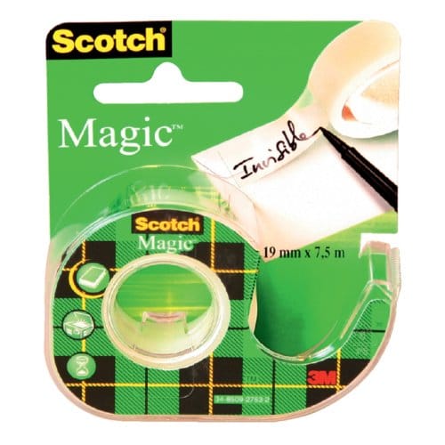 Plakband scotch magic 810 19mmx7.5m onzichtbaar + Plakbandhouder