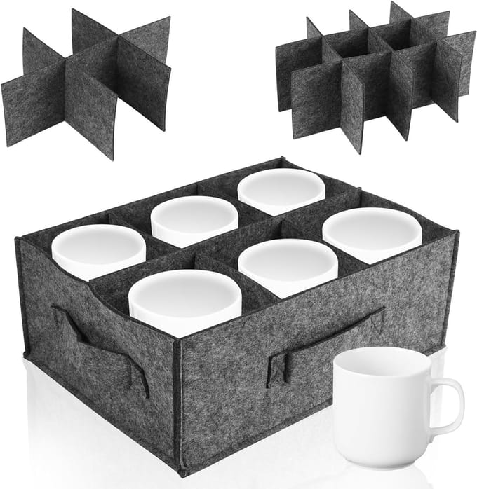 bekerhouder camping servies opslag bekerhouder vilt opbergtas (grijs)
