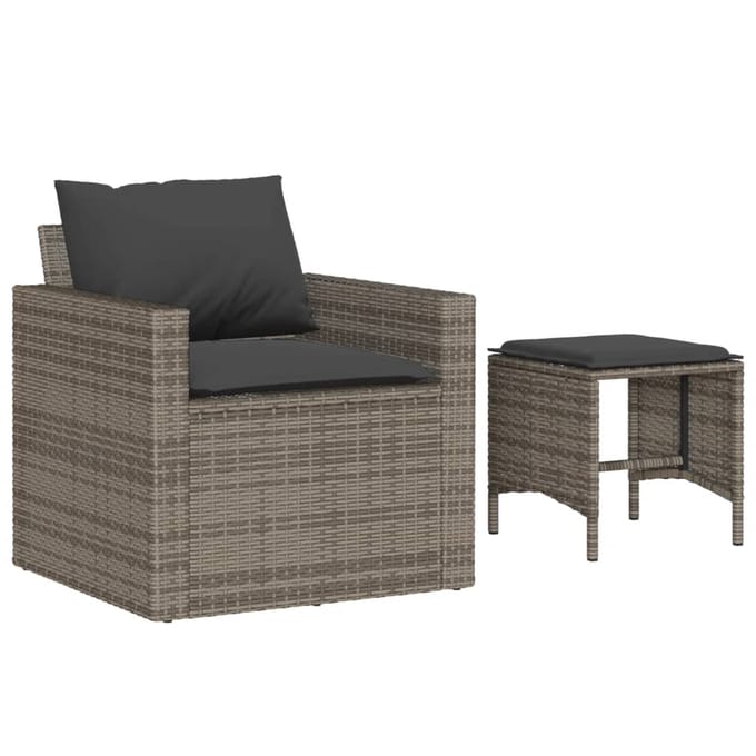vidaXL - 4-delige - Loungeset - met - kussens - poly - rattan - grijs